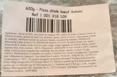 Pizza dinde bœuf salamis