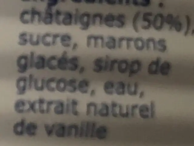 Chestnut spread ingredients label