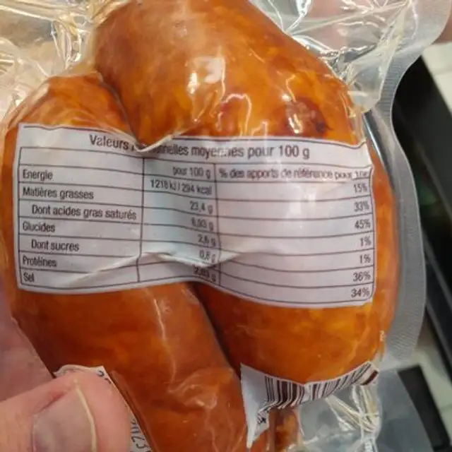 cervelas normand nutrition facts table