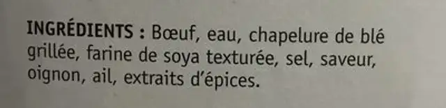 Burgers de bœuf angus ingredients label