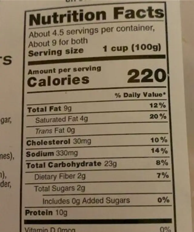 Pumpkins and Bats Cheese Ravioli nutrition facts table