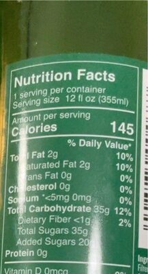 Strongest Ginger Beer nutrition facts table