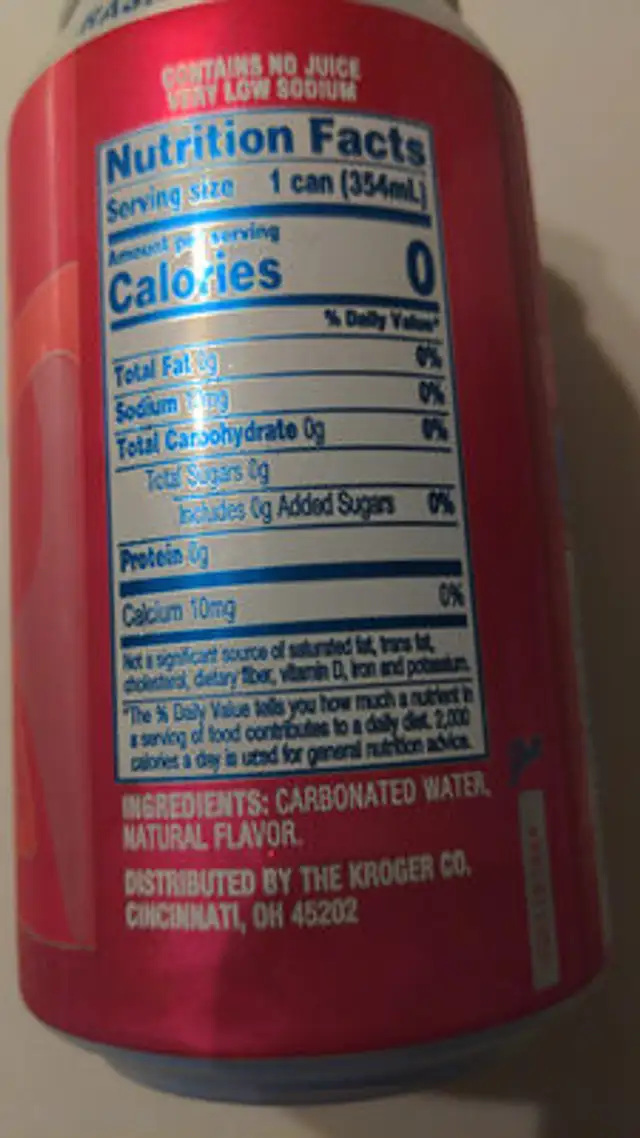 Raspberry seltzer water ingredients label