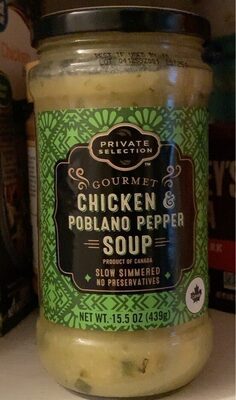 Gourmet chicken and poblano pepper soup