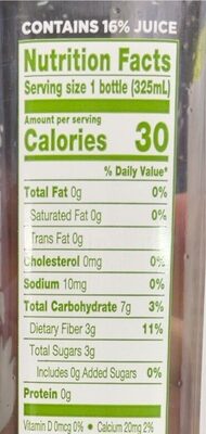Juice Drink with ProBiotics nutrition facts table