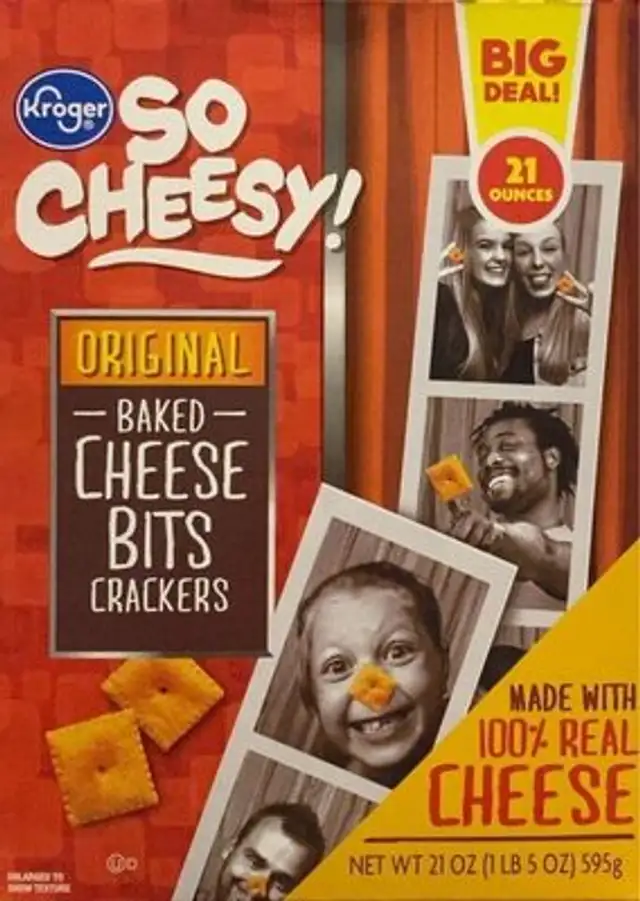 So Cheesy! Original Baked Cheese Bits Crackers front packaging