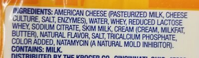 AMERICAN PASTEURIZED PREPARED CHEESE PRODUCT SINGLES ingredients label