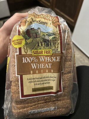 100% whole wheat bread front packaging