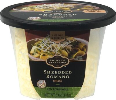 Shredded romano cup front packaging