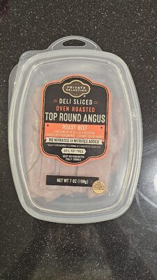 Deli sliced top round roast beef front packaging