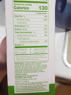 SNACK CRACKERS ingredients label