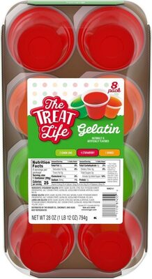 Flavored gelatin cups front packaging