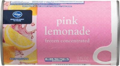 Frozen pink lemonade concentrate front packaging
