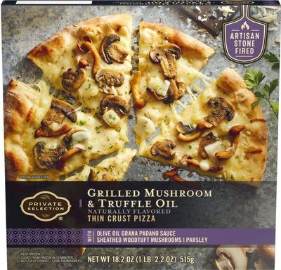 Grilled mushroom & truffle oil thin crust pizza