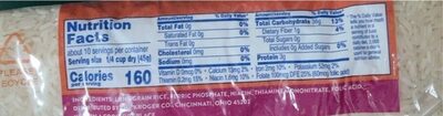 Enticed long grain rice nutrition facts table
