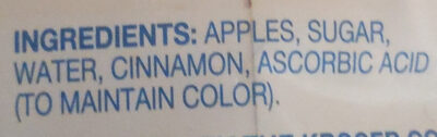 Cinnamon Applesauce ingredients label