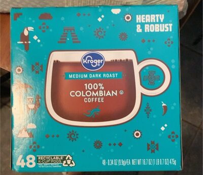 Medium dark roast colombian coffee k-cup pods