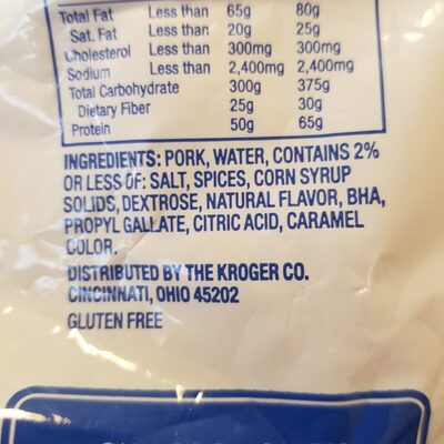 Pork Sausage Patties ingredients label