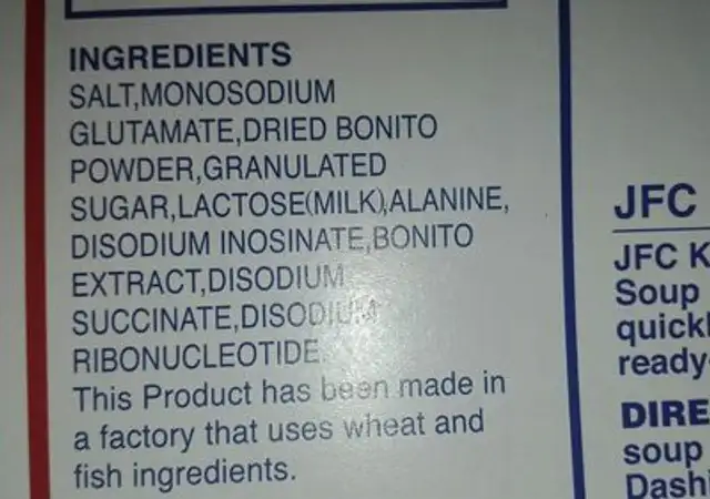 JFC Jappo Dashi Bonito Type Soup Stock ingredients label