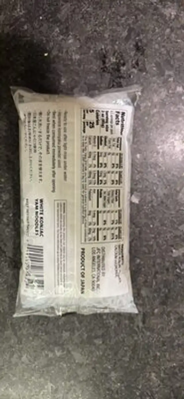 WHITE KONJAC YAM NOODLES nutrition facts table