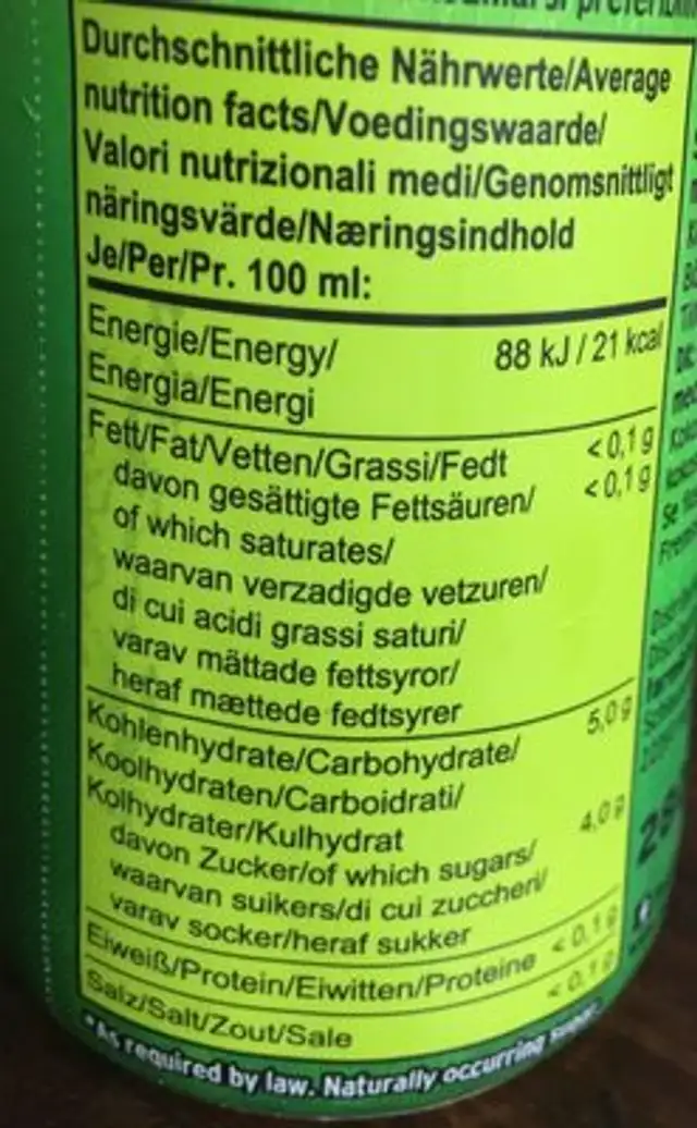 organic coconut water nutrition facts table