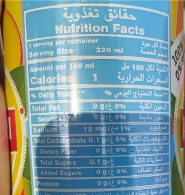 Lipton nutrition facts table