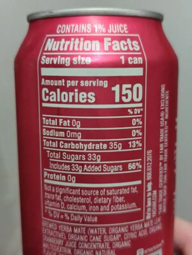 Organic Yerba Mate, Berry Red nutrition facts table