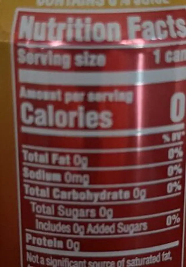 Bubly nutrition facts table