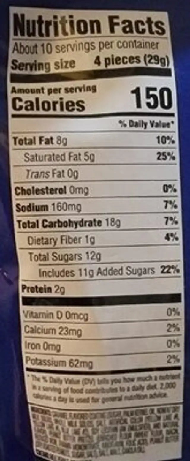 Sea Salt Caramel Covered Peanut Butter Pretzel Nuggets nutrition facts table