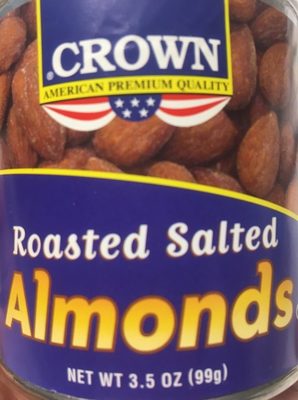 Roasted salted almonds front packaging