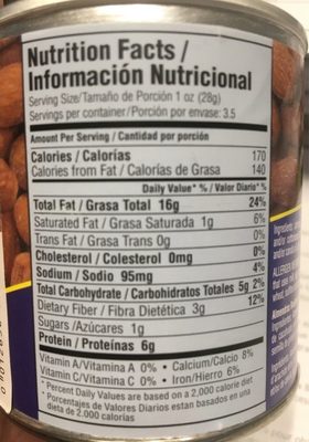 Roasted salted almonds nutrition facts table