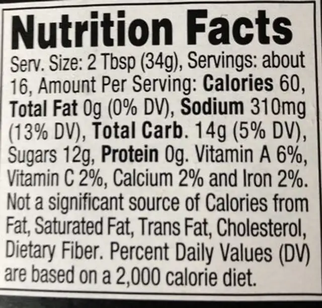 Sauce Barbecue Jack Daniel's Honey Smokehouse ingredients label