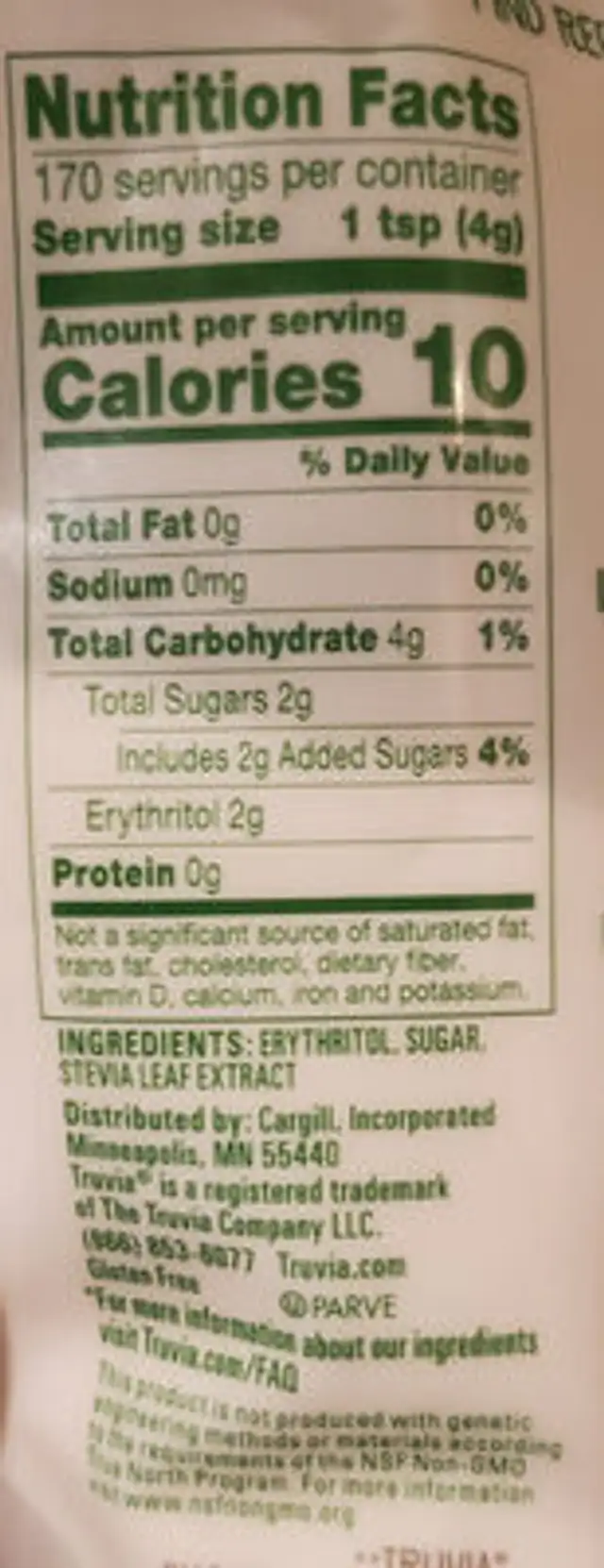 Cane Sugar Blend ingredients label