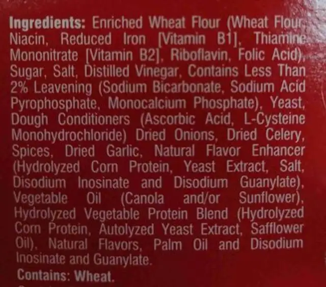 Bell's, traditional stuffing ingredients label