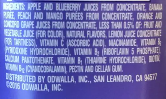 Blueberry Monster ingredients label