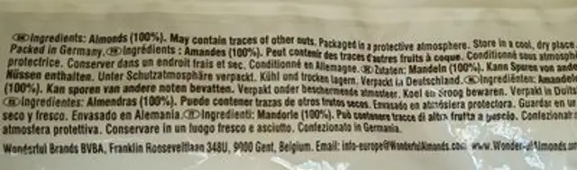 Amandes naturelles ingredients label