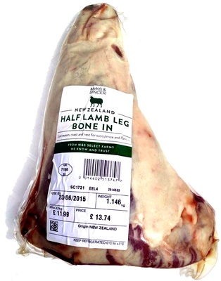 Half lamb leg bone in
