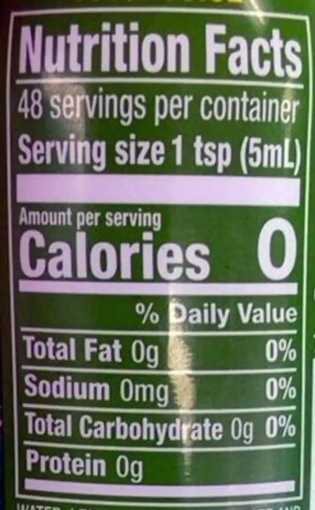 Realemon 100% Lemon Juice nutrition facts table