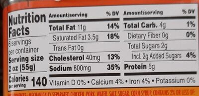 Libby's nutrition facts table