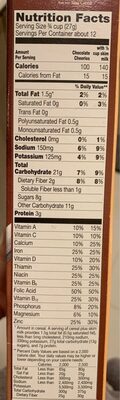 Chocolate flavored whole grain oat cereal nutrition facts table