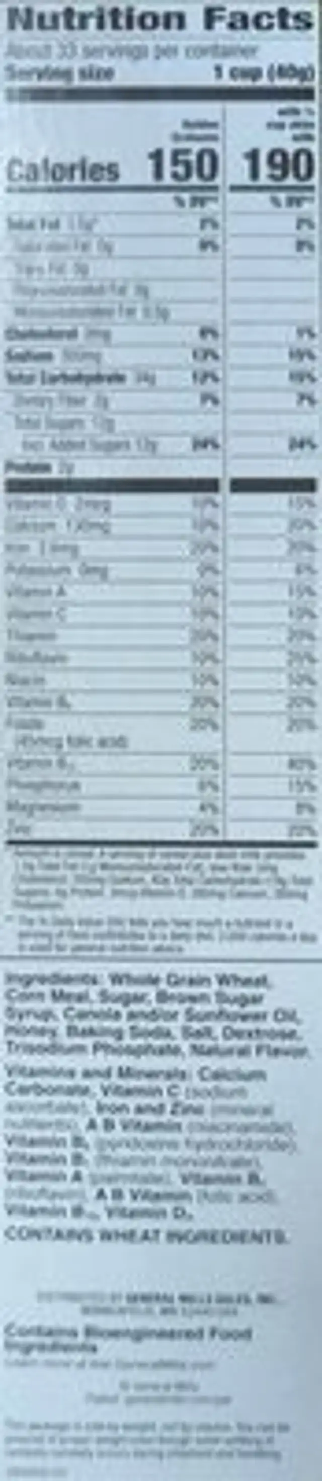 Golden Grahams Cereal nutrition facts table