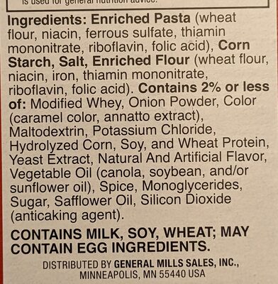 Hamburger Helper Beef Pasta Twin Pack ingredients label