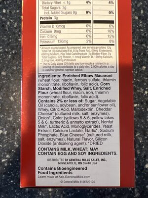 Double Cheeseburger Macaroni Hamburger Helper Twin Pack ingredients label