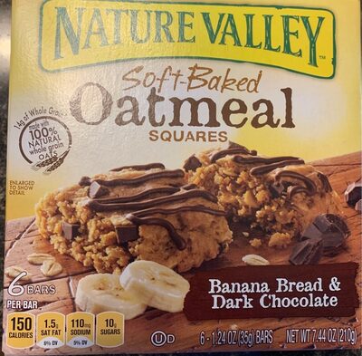 Soft-baked banana bread and dark chocolate oatmeal squares