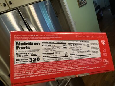 Ice Cream Crunchie Cake nutrition facts table
