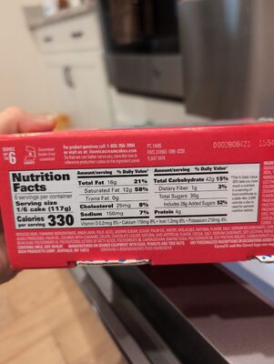 Cookie Dough Ice Cream Cake nutrition facts table