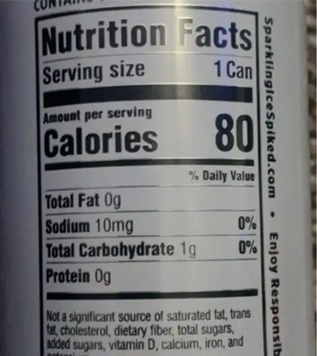 ice spiked nutrition facts table
