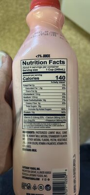 KEFIR cultured lowfat milk nutrition facts table