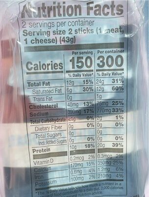 Beef & Mild Cheddar nutrition facts table