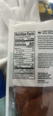 Turkey Jerky Original nutrition facts table